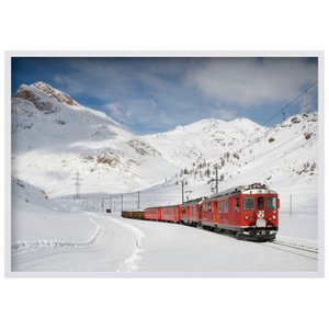 Quadro Decorativo Paisagem Inverno Trem Sobre Neve 140x100cm Quadro Decorativo Paisagem Inverno Trem Sobre Neve 140x100cm