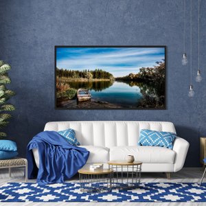 Quadro Decorativo Paisagem Natureza com Barco Abandonado 150x80cm