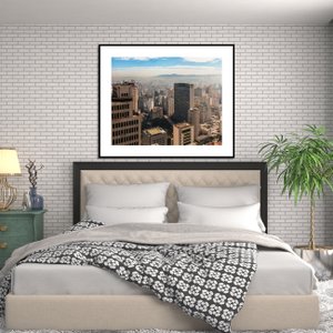 Quadro Decorativo Paisagem Urbana com Moldura Preta 120x100cm