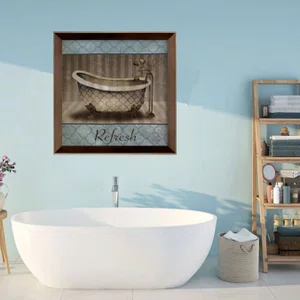 Quadro Decorativo para Lavabo com Moldura Marrom Chanfrada Refresh 35x35cm