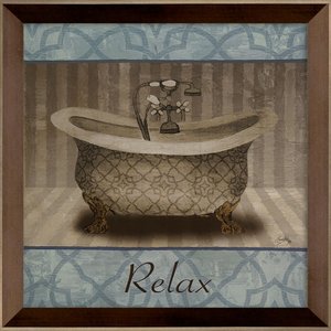 Quadro Decorativo para Lavabo com Moldura Marrom Chanfrada Relax 35x35cm Quadro Decorativo para Lavabo com Moldura Marrom Chanfrada Relax 35x35cm