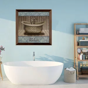 Quadro Decorativo para Lavabo com Moldura Marrom Chanfrada Relax 35x35cm