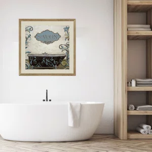 Quadro Decorativo para Lavabo com Moldura na Cor Prata Envelhecida Savon 40x40cm