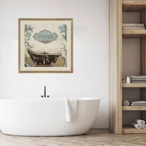 Quadro Decorativo para Lavabo com Moldura na Cor Prata Envelhecida Soak 40x40cm