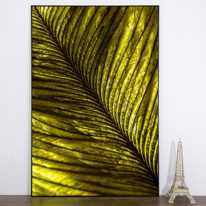 Quadro Decorativo Pena Verde 80x120 Moldura Preta
