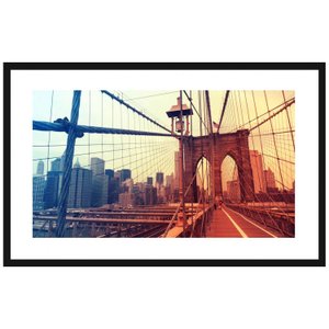 Quadro Decorativo com Moldura e Vidro Times Square New York 90x60cm -  Decore Pronto