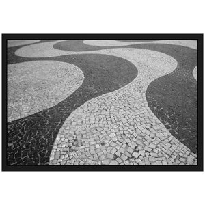 Quadro Decorativo com Moldura e Vidro Calçadão Copacabana Rio de Janeiro 90x60cm Quadro Decorativo com Moldura e Vidro Calçadão Copacabana Rio de Janeiro 90x60cm