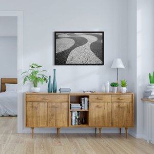 Quadro Decorativo com Moldura e Vidro Calçadão Copacabana Rio de Janeiro 90x60cm
