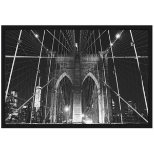 Quadro Decorativo Imagem Emoldurada com Vidro Ponte do Brooklyn 90x60cm Quadro Decorativo Imagem Emoldurada com Vidro Ponte do Brooklyn 90x60cm