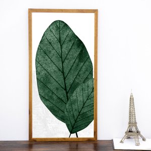 Quadro Decorativo Rústico Folhas Verdes 50x100cm
