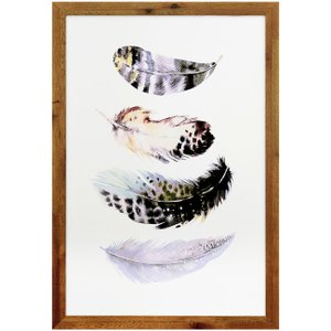 Quadro Decorativo Rústico Ilustração Penas Coloridas 40x60cm