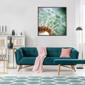 Quadro Decorativo Dente de Leão em Tela Canvas com Moldura Flutuante
