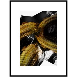 Quadro Desenho Abstrato Decor Preto e Dourado 90x120cm