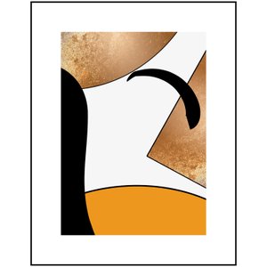 Quadro Desenho Geométrico Amarelo, Dourado e Preto 70x90 cm