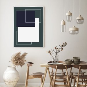 Quadro Desenho Geométrico Verde Terracota 70x90 cm