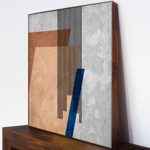 Quadro em Canvas Arte Geométrica Vibrante com Moldura Marrom: Estilo e Cores em Foco 100x100 cm Quadro em Canvas Arte Geométrica Vibrante com Moldura Marrom: Estilo e Cores em Foco 100x100 cm