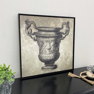 Quadro em Canvas com Moldura Preta Imagem Ânfora Arte Medieval Dragões Quadro em Canvas com Moldura Preta Imagem Ânfora Arte Medieval Dragões