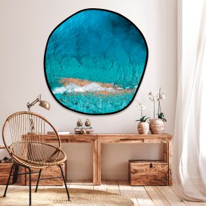 Quadro em MDF Preto de Águas Cristalinas do Mar em  Formato Orgânico Quadro em MDF Preto de Águas Cristalinas do Mar em  Formato Orgânico