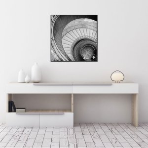 Quadro em Preto e Branco Escada Espiral por Dorival Moreira 50x50 cm