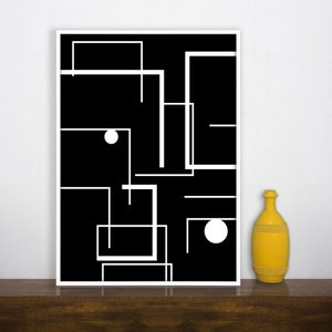 Quadro em Preto e Branco Formas Geométricas 60x80 cm