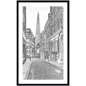 Quadro em Preto e Branco Fotocópia Shard London Bridge 60x100 cm Quadro em Preto e Branco Fotocópia Shard London Bridge 60x100 cm
