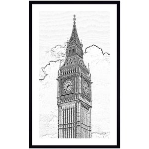 Quadro em Preto e Branco Fotocópia Torre BIG BEN 60x100 cm Quadro em Preto e Branco Fotocópia Torre BIG BEN 60x100 cm