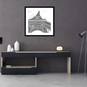 Quadro em Preto e Branco Fotocópia Torre Eiffel 60x60 cm