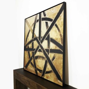 Quadro em Tela: Arte Abstrata Moderna com Moldura Preta - Elegância para sua Decoração Quadro em Tela: Arte Abstrata Moderna com Moldura Preta - Elegância para sua Decoração