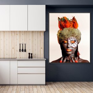 Quadro em Tela Canvas com Moldura Arte Africana 150x180 cm Quadro em Tela Canvas com Moldura Arte Africana 150x180 cm