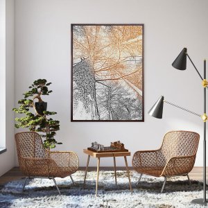 Quadro em Tela Canvas com Moldura Flutuante Árvores 70x120 cm