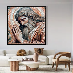 Quadro em Tela Canvas Ladrilhos Moderna  Imagem de Jesus Orando 80x80 CM