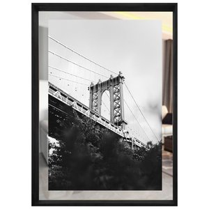 Quadro em Tela Ponte de Manhattan Moldura com Espelho 80x110cm