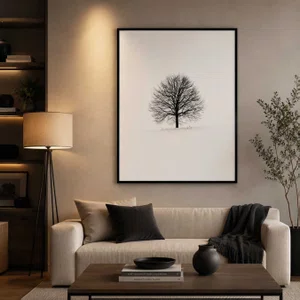 Quadro Escandinavo Natureza Inverno Árvore 80x100 cm
