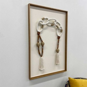 Quadro Escultura Correntes Tridimensional em Corda, Sementes e Madeira 70x100 cm Quadro Escultura Correntes Tridimensional em Corda, Sementes e Madeira 70x100 cm