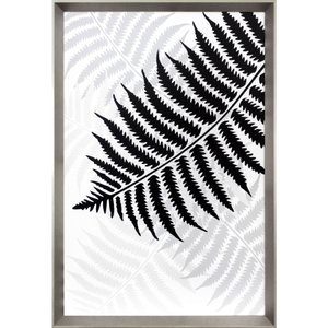 Quadro Floral com Moldura Prata Folha de Samambaia - Escolha o Tamanho