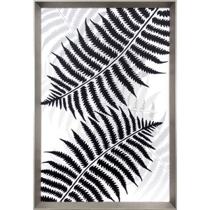 Quadro Floral com Moldura Prata Folhas de Samambaia - Escolha o Tamanho