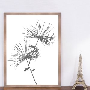 Quadro Floral Minimalista com Moldura Cobre Rosê 60x80 cm