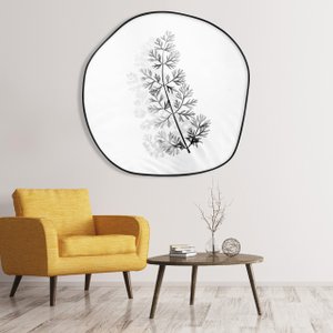 Quadro Floral Preto e Branco Decorativo Formato Orgânico com Moldura MDF Preto Quadro Floral Preto e Branco Decorativo Formato Orgânico com Moldura MDF Preto