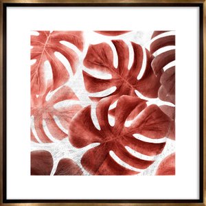 Quadro Folhas Costela de Adão com Moldura Bronze 80x80 cm