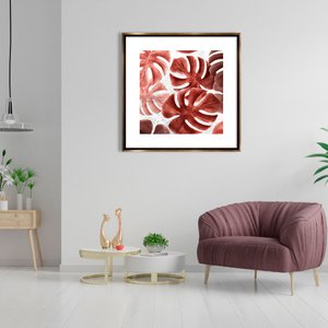 Quadro Folhas Costela de Adão com Moldura Bronze 80x80 cm