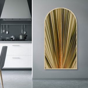 Quadro Formato Janela com Moldura Marupá em Folhas de Palmeira Verde Quadro Formato Janela com Moldura Marupá em Folhas de Palmeira Verde