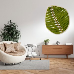 Quadro Formato Orgânico Folhas de Palmeiras com Moldura em Madeira Marupá Quadro Formato Orgânico Folhas de Palmeiras com Moldura em Madeira Marupá