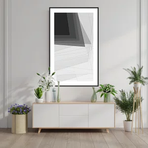 Quadro Geométrico Abstrato em Preto e Branco Decorativo - Escolha o Tamanho