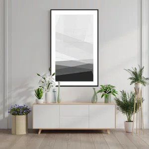 Quadro Geométrico Abstrato em Preto e Branco - Escolha o Tamanho