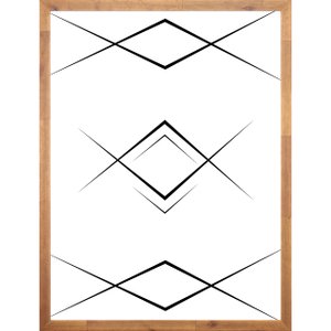 Quadro Geométrico Abstrato Minimalista com Moldura de Madeira 60x80cm