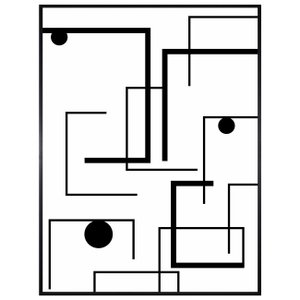 Quadro Geométrico em Preto e Branco 60x80 cm Moldura Preta Quadro Geométrico em Preto e Branco 60x80 cm Moldura Preta