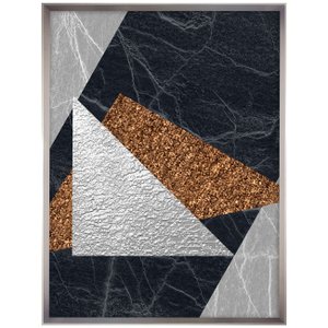 Quadro Geométrico Moderno com Moldura Chanfrada Prata 75x95 cm