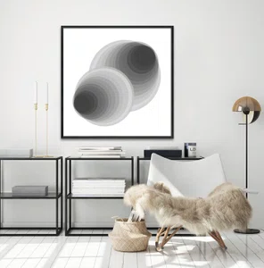 Quadro Geométrico Profundo Circular Abstrato Preto e Branco com Moldura e Vidro Quadro Geométrico Profundo Circular Abstrato Preto e Branco com Moldura e Vidro