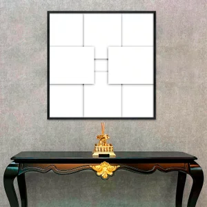 Quadro Geométrico Sobreposto Branco Arte Abstrata Moderna com Moldura e Vidro Quadro Geométrico Sobreposto Branco Arte Abstrata Moderna com Moldura e Vidro