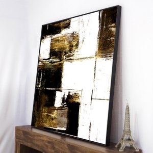 Quadro Grande em Tela Canvas Abstrato Arte Moderna com Moldura Preta